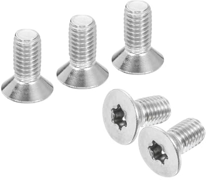 QUARKZMAN Skruvar platt huvud M6-1 x 14 mm torx anti-stöld, 10 st 304 rostfritt stål, torxenhet, försänkt huvud, full gänga, silver