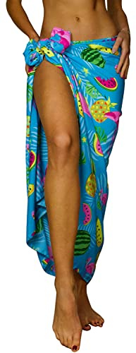 Funky Pareo Sarong Camisola Encubrimiento Hawaiano, Flamingo Melon, Turquesa, Grande