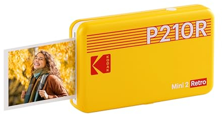 Kodak Mini 2 Fotodrucker für Smartphones, Format 54 x 86 mm, kabellos, tragbar und kompatibel mit iOS und Android – Gelb