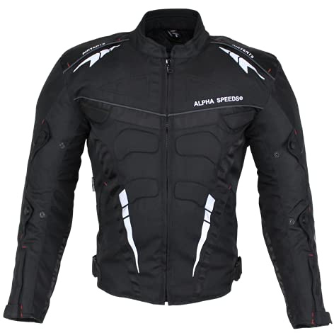 EURO STARS Motorradjacke Herren Textil Jacke mit Protektoren, Wasserabweisend, Winddicht, Biker Custom, Touring, Quad, Sport und Freizeit Jacke Schwarz (Schwarz, l)
