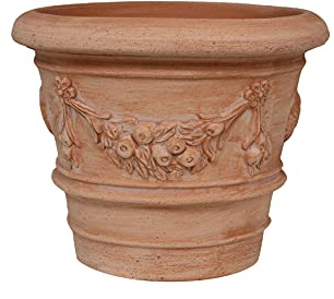 Biscottini Vaso in Terracotta artigianali 30x25x30 cm - Vaso a Coppa da Esterno e Interno - Vasi Grandi Made in Italy - Vasi per piante Esterno - Vaso fiori rotondo Terracotta - Fioriera balcone