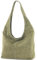 modamoda de T150 Damen Schultertasche Shopper Large aus Wildleder handmade in Italy, Farbe:Olivgrün