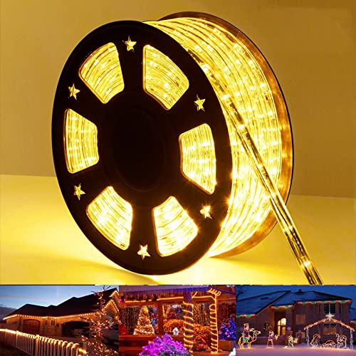 200ft LED Rope Lights Outdoor, 1440 LED Flexible Tube Lights with 8 Modes, Waterproof LED Rope Lighting for Outside, Garden, Patio, Bedroom, Party, Pool, Fences, Indoor Outdoor Decoration (Warm White)