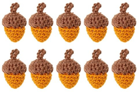 Loufy 10Pcs Handmade Yarn Crochet Pine Cones Acorns for DIY Keychain Bag Pendant Clothing Replacement Parts