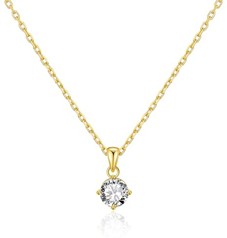Philip Jones 18k Gold Plated Solitaire Necklace Created with Zircondia® Crystals