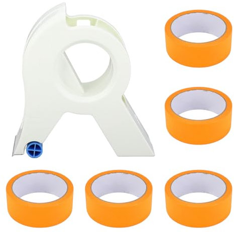 Applicatore di Nastro Adesivo per Pittura, Applicatore di Nastro per Pittori in Plastica, per Finiture, Telai delle Porte, con 5 Rotoli di Nastro Arancione per Pittori