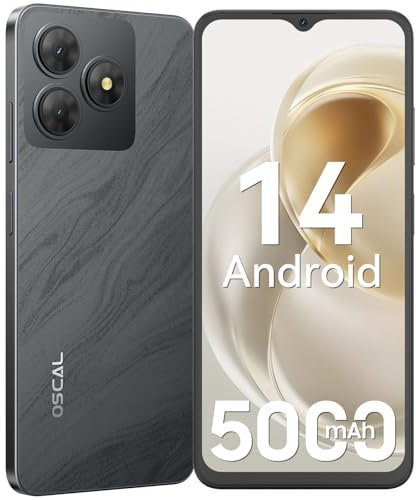 OSCAL Mobile Phones, Flat 2C Android 14 Phone (2025 Second Generation), 6(2+4) GB +64GB/2TB Octa Core Cheap Android Phone, 6.56Inch, 5000mAh Dual SIM Unlocked, 13MP Main Camera, 4G, FaceID/GPS, Black
