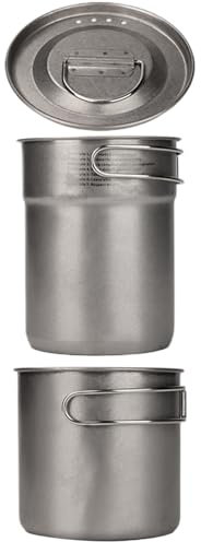 Nybhyjka Ollas De Camping, 2 Unidades de Cacerola de Acero Inoxidable para Cocinar, Equipo De Supervivencia para Exteriores, Utensilio Portátil para Preparación De Comidas En Jardín, Senderismo,
