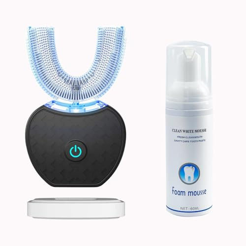 Automatic Ultrasonic Toothbrush, 360 Auto Sonic Brush, Teeth whitening Brush with Timer & Wireless Charging 360° Ultrasonic Electric Toothbrush for Adult (Black)