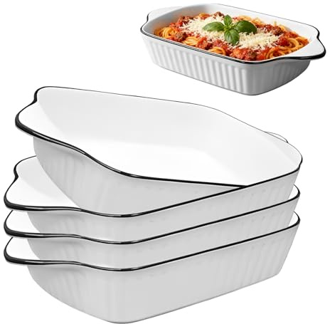 Piccole pirofile, 26,5 cm, 4 pirofile, piccole pirofile, in ceramica, per lasagne, per forno, per cottura al forno, per lasagne, tiramisù