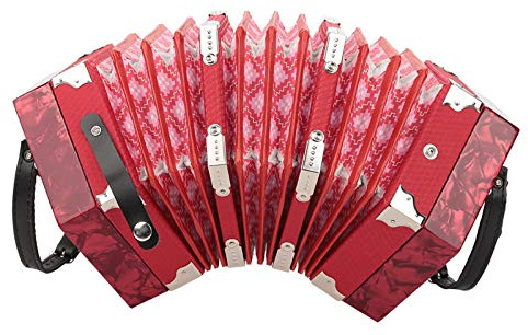 ZenithAur Concertina Accordion Musical Instrument for Beginners and Enthusiasts, a 20 Button Concertina with Carrying Bag for Easy Transport (Red)
