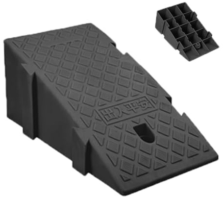 SMELEDFCFK 7.5 Rise Driveway Curb Ramps, Plastic Threshold Ramp, Portable Car Slope Ramp Non Slip Loading Ramp Lightweight Ramp 25x45x19cm(Black)