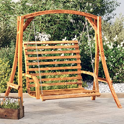 Mokuyary Gungbänk, bogträ, massivt med teakfinish, 126 x 63 x 92 cm för terrass, trädgård, balkong, pool
