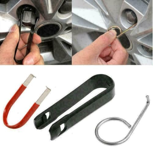 Lug Bolt Nut Center Cap Removal Tool for Cars and Trucks, 3-Pack Wheel Fastener Cover Extractor with for DURABLE Plastic Nylon and Stainless Steel Build