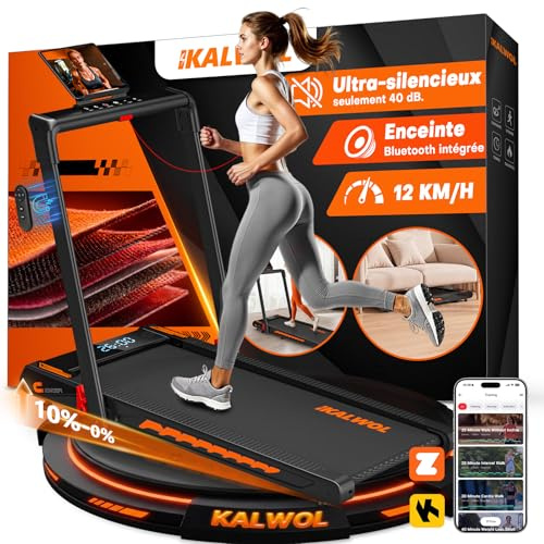 Tapis de Course, 6 en 1 Tapis de Marche Pliable avec Enceinte Bluetooth – Inclinaison 10%, Moteur Silencieux 3,0 CV, 12 KM/H, 12 Programmes, APP & Télécommande, Charge 160 kg – Pour Maison & Bureau