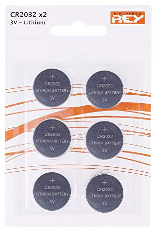 Pack de 6 Pilas CR2032 3V Alcalinas, Tipo Botón de Litio en Blister