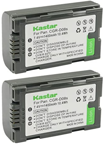 Kastar 2-Pack CGR-D08 Battery Replacement for Panasonic PV-DV100K, PV-DV101, PV-DV102, PV-DV103, PV-DV121, PV-DV151, PV-DV200, PV-DV200K, PV-DV201, PV-DV202, PV-DV203, PV-DV221, PV-DV351 Camera