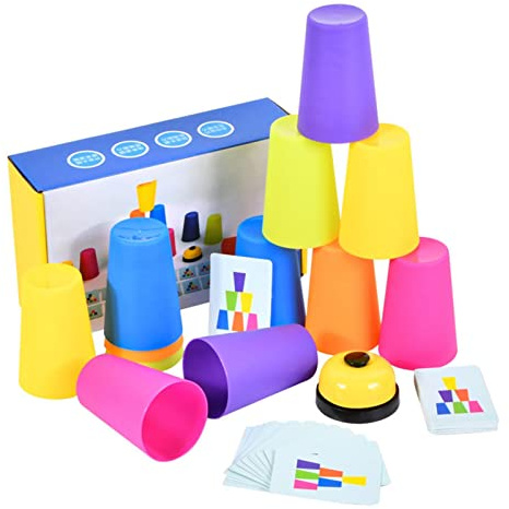Maodom Tasses Rapides - Jeu Classique de gobelets empilables pour l'intelligence et la réponse des Enfants | Jeu Speed Cup pour Jeu de gobelets empilables interactif Parent-Enfant