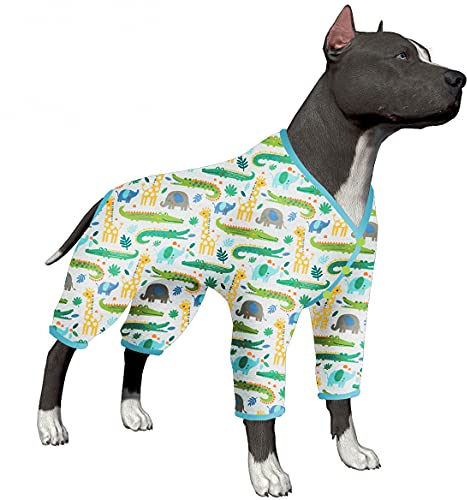 Großer Hundebody für Herren – leichter dehnbarer Stoff, Krokodil im Dschungel-Druck, Hunde-Overall, Haustier-UV-Schutz-Shirt, einfach zu tragen, bezaubernde große Hundekleidung, Größe 2XL