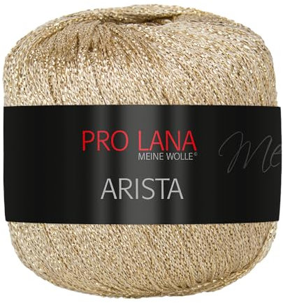 Frida's Wollhaus Pro Lana 25 g Arista Häkelgarn Effektgarn Glitzergarn Lurexgarn weich 12 Farben (303 | Silbergold)