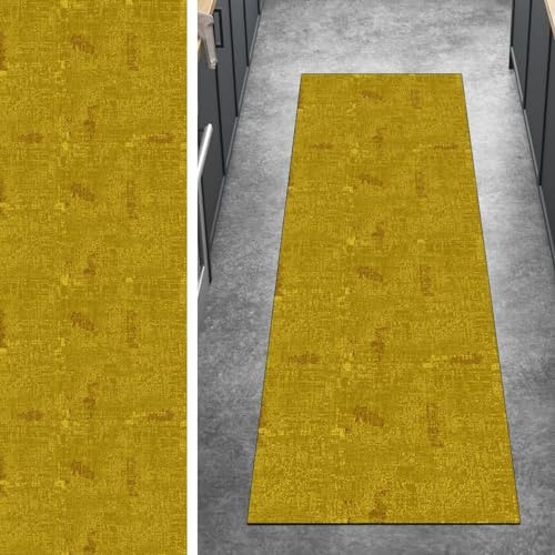 Ymural Läufer Flur rutschfest Teppich Küche 60x240CM Gelb rutschfest Lang Abstrakt Meterware Kurzflor Polyester Korridor Schlafzimmer, Anpassbar