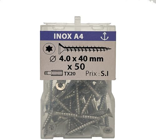 50 vis agglo 4x40mm fraisée Tx inox A4 Viswood