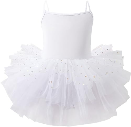 AIEOE Tutu de Danse Fille Classique Robe de Ballet Justaucorps pour Enfants en Coton sans Manches (Entrejambe avec Bouton) 1-8 Ans