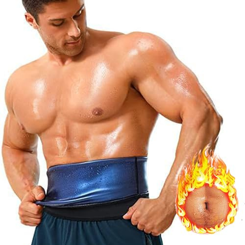 Weyot Faja Reductora Adelgazante Hombre, Cinturón De Sudor De Neopreno, Cinturón Lumbar Abdominal para Quema De Grasas Y Efecto Sauna,XL,Blue