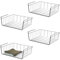 eluno Schrankkörbe 4er Set inklusive Einlegeböden und Kratzschutz, Aufbewahrungskorb Organizer für Küche, Speisekammer, Büro, Bücherregal, Schrank, Schränke, Badezimmer, Unterregal (Grau)