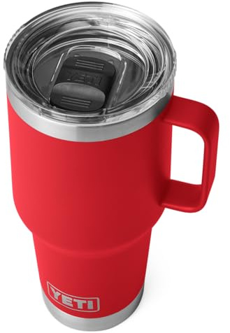 YETI Rambler Travel Mug, Stainless Steel Vacuum Insulated Mug with Stronghold Lid, Rescue Red, 30 oz (887 ml)