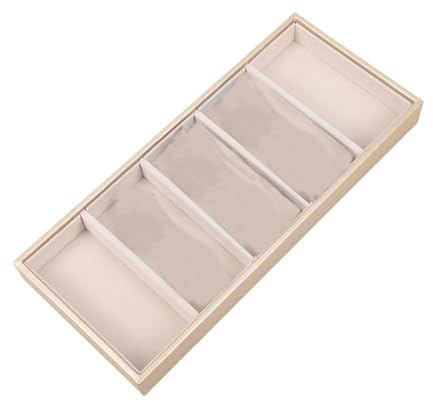 wisoolkic Boîte à lunettes à 5 grilles, vitrine de lunettes de soleil et de lunettes en faux cuir, boîte d'exposition de lunettes, boîte d'affichage de rangement, Beige