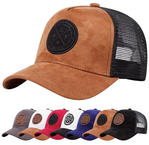 Enwokran Baseball Cap Mens Embroidery Hats Unisex Hip Hop Trucker Caps Adjustable Mesh Back UPF 50+ UV Protection Summer Sun Hat Sports Cap (Brown)