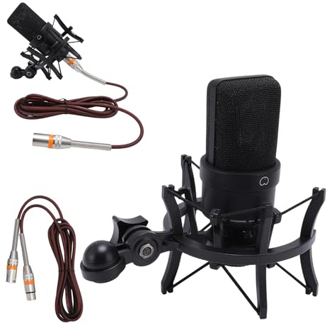 Ouitble XLR Studio mikrofon 26 mm stort membran kondensatormikrofon med chockhållare för musikproduktion sånginspelningar och podcaster