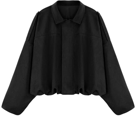 WERFORU Women's Faux Suede Bomber Jacket Casual Pilot Coat Oversized Spring Fall Batwing Long Sleeve Streetwear Outwear