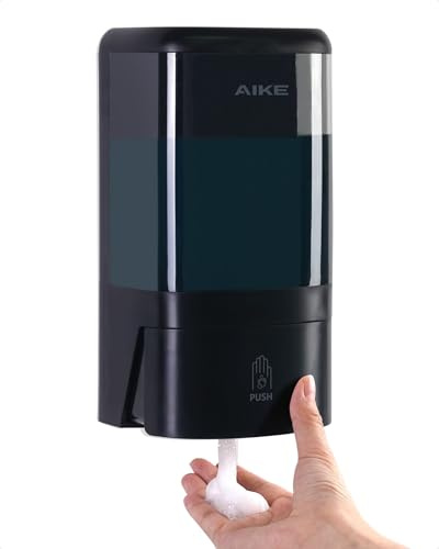 AIKE Dispensador De Jabón Espuma De Pared, 1200 ML Cuerpo Transparente para Comercial, AK1007F