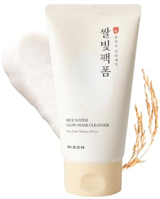 [MIZON] RICE WATER GLOW MASK CLEANSER (150 ml) Detergente per il viso con acqua di riso e polvere di riso, pulizia 2 in 1 e maschera wash-off per i pori, pelle liscia e idratata, cura della pelle