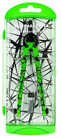 Eberhard Faber 571703 - Schnellverstellzirkel neon grün, Zirkel Set mit Ersatzteilen und Zirkelminen