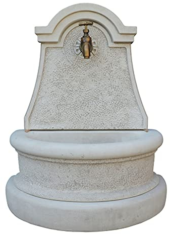 STONE art & more Wandbrunnen Arezzo, H 80 cm, weiß antik, Marmor-Steinguss, Made in Italy, 100% frostfest.