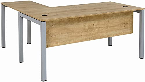 furni24 Schreibtisch Tetra 160 cm Eiche Winkelschreibtisch Homeoffice Seminartisch Anbautisch rechts o. Links montierbar