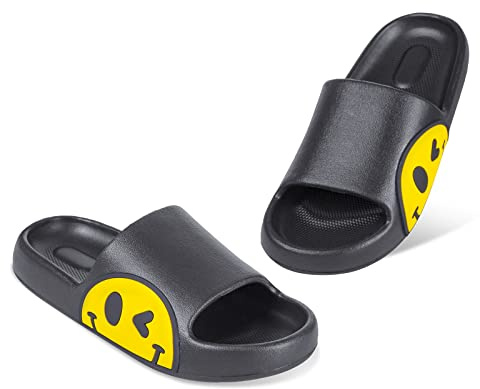 Uonesone Ciabatte Bambino Bambina estive da Spiaggia Sandali,Infradito Morbide Scarpe da doccia Antiscivolo Pantofole estive per bambini ed adulto per interni esterni(nero,31/32)