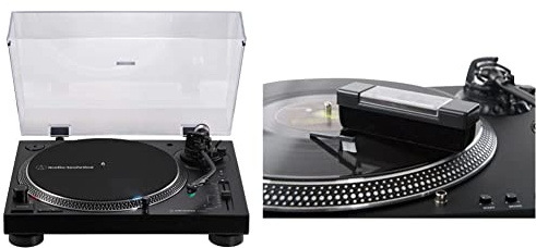 Audio-Technica AT-LP120xBTUSB Direct-Drive Turntable (Bluetooth & USB) & Acc-Sees APV004 Pro Vinyl Velvet Brush Record Cleaner – Includes Stylus Pick Up Brush - Anti-Static