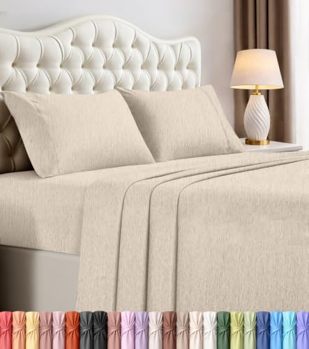 Utopia Bedding Queen sängkläder set – 4 delar sängkläder – borstad mikrofiber – krympnings- och blekningsbeständig – enkel skötsel (drottning, ljung havregryn)