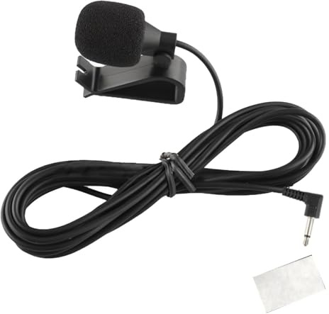 Car Microphone, 3.5mm TS Plug Noise Cancelling Mic with 3M Cable & Clip, Plug and Play External Mic for Kenwood, Sony, JVC, Alpine Vehicle Stereo, GPS, Radio, DVD Player
