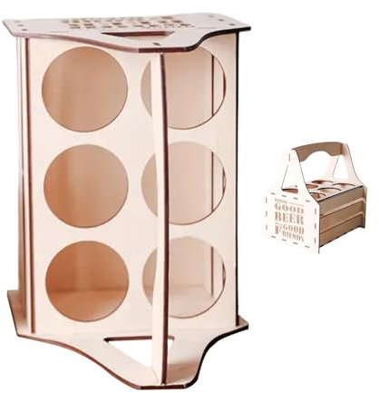 Beer Holder, Beer Crate, Reusable Wooden Carrier for Drinks, Camping, Outdoor, Fishing, BBQ, Travel, Vehicle Compatible Dispenser