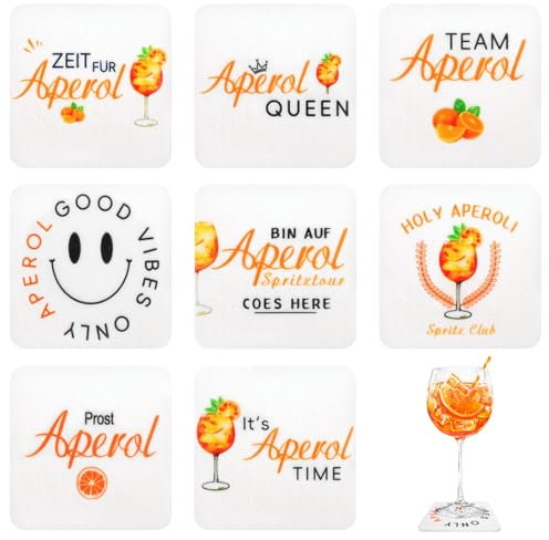 Kaempe Lot de 8 dessous de verre en feutre pour Aperol Spritz, cadeau pour femme, accessoires, cadeau pour Aparol, cadeau pour femme