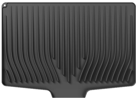 Tappetino per asciugare i piatti in silicone premium con design a pendenza - antiscivolo, resistente al calore, pad di scarico ad asciugatura rapida per il bancone della cucina (Nero, 48*35cm)