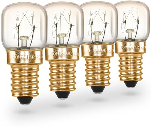 Poppstar ugnslampa E14 40W värmetålig upp till 300 grader (2700K varmvit, 430lm, 45x75mm), 4-pack