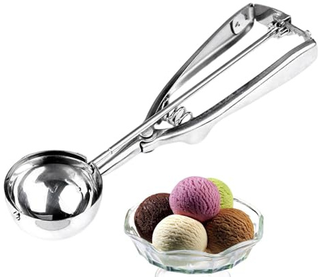 Besreey Cuchara De Helado, 5cm Diámetro De Bola, Sacabolas Helado, Cuchara Helado Bola De Acero Inoxidable Con Gatillo Y Mango Cómodo, 5x3.5x23cm, Accesorios De Cocina, Apto Para Lavavajillas