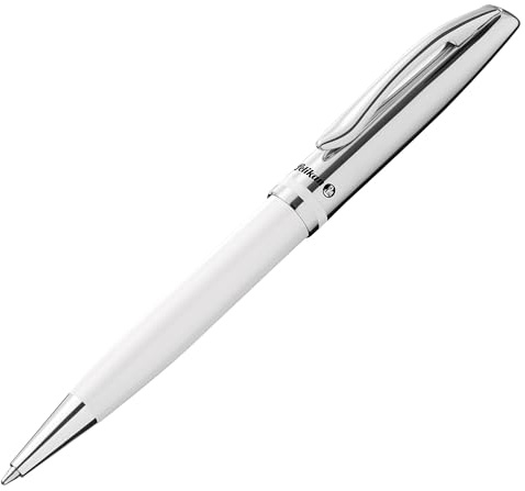 Pelikan Jazz Classic K35 Kugelschreiber Weiss, Metallkuli, nachfüllbar, mit Clip, elegantes Schreibgerät