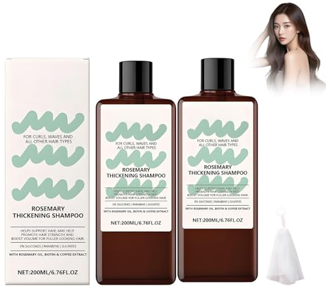 2Stück Rosemary Thickening Shampoo, Volumen Und Verdickung Für Feines Haar, gegen Haarausfall, Haarwachstum, Ideal Für Frauen Und Männer, Für Tägliche Haarpflege, 200ml